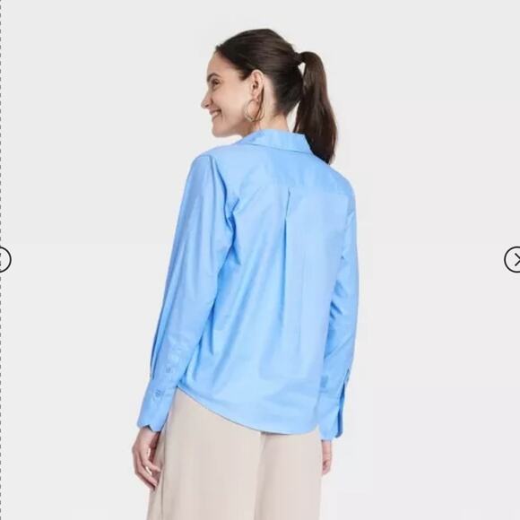 NWT Women's Long Sleeve Oxford Button-Down Shirt - A New Day Size S - Picture 2 of 12